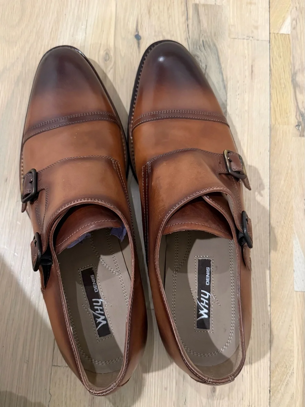 Vero Cuoio Tan Brown Double Monk Strap Leather Shoes